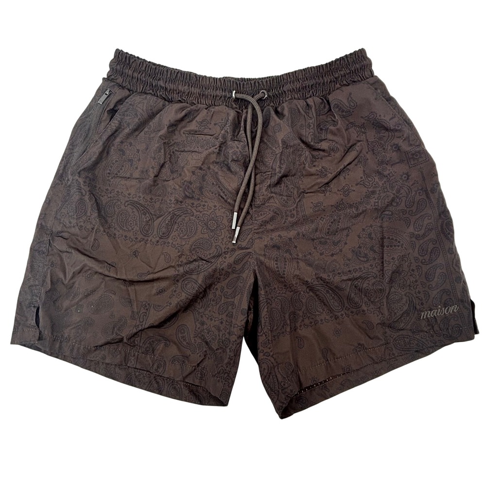 Maison Article Mens Brown Paisley Bandana Mesh Lined Shorts LG JM/012382.AEM